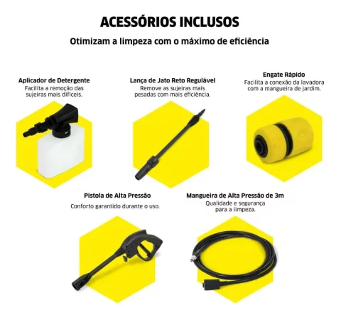 Lavadora de Alta Pressão Kärcher Compacta 1500 PSI 1400W 300L/h com Aplicador de Detergente e Lança Regulável – 127V 9