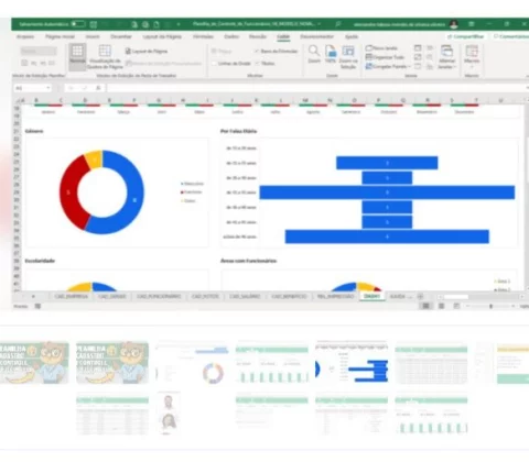 Planilha de Cadastro e Controle de Funcionários em  Excel 6.0