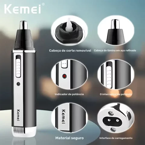 Kit de barbearia  Kemei 4 em 1 – Aparador Masculino Recarregável USB