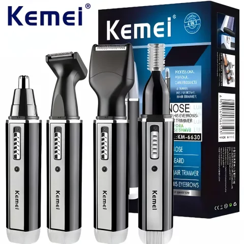 Kit de barbearia  Kemei 4 em 1 – Aparador Masculino Recarregável USB