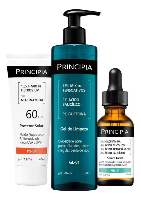 Kit Antiacne Principia Trio PS – Limpeza, Tratamento e Proteção Completa