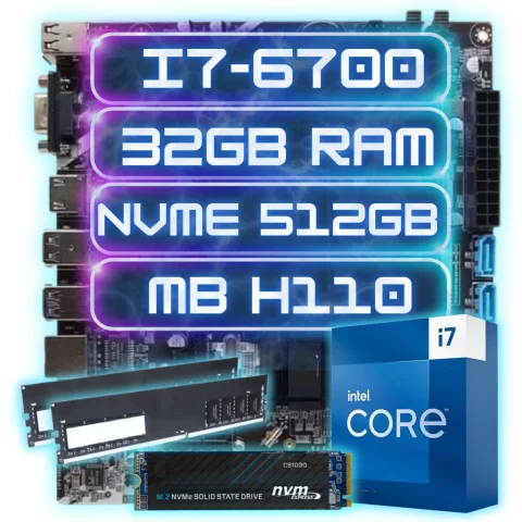Kit Upgrade PC Gamer Intel i7-6700 + 32GB DDR4 + SSD NVMe 256GB + Placa-Mãe H110 Gigalan M.2 NVMe – Potência e Desempenho para o Seu Setup!