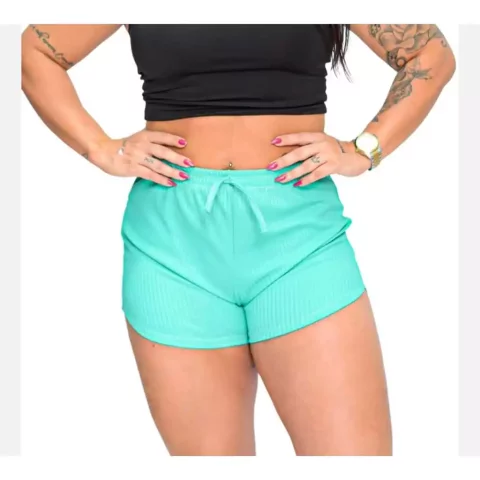 Kit 2 Short Feminino Short curto canelado Leve e soltinho Malha canelada Academia