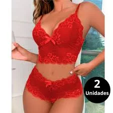 Conjuntos Lingerie Feminino de Renda Sexy Caleçon e Sutiã Sem Bojo Conjunto Espera Marido