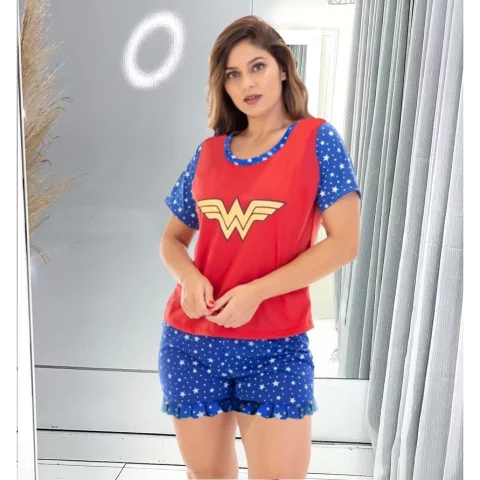 Pijama Verão Blusinha com Shorts Luxo Personagens