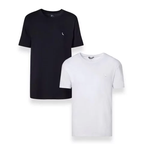 Kit 2 Camisetas Reserva Suspiro Bordado – Branco + Preto