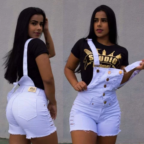 macaquinho jardineira macacao colorido studio jeans premium