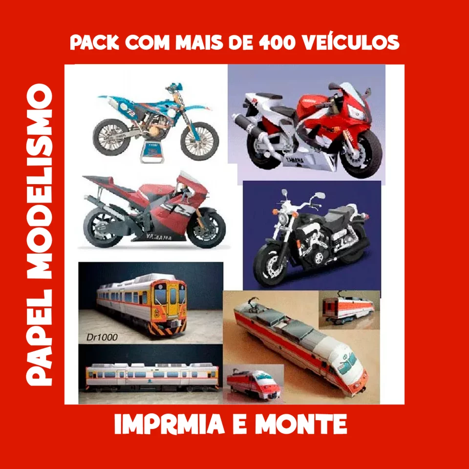PACK + de 400 veículos papel modelismo para imprimir e montar.