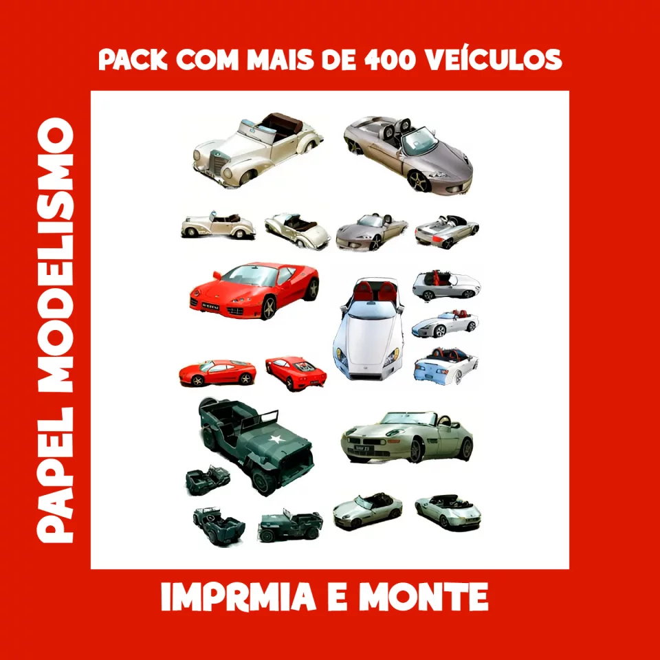 PACK + de 400 veículos papel modelismo para imprimir e montar.