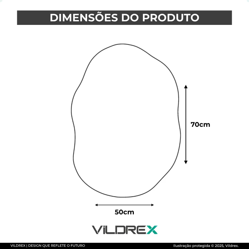 Espelho Vildrex Roma 70x50cm – Design Moderno e Lapidado com Acabamento de Luxo