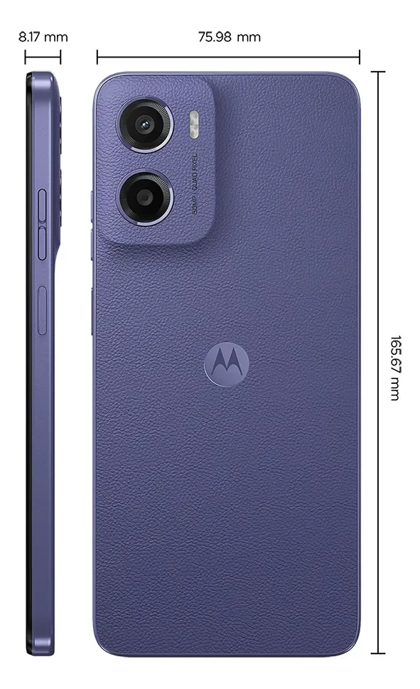 Smartphone Motorola Moto G05 – 128GB + 12GB RAM (4GB + 8GB RAM Boost) – Câmera 50MP com IA – Bateria 5200 mAh – Tela 6.7” Superbrilho – Cor Violeta