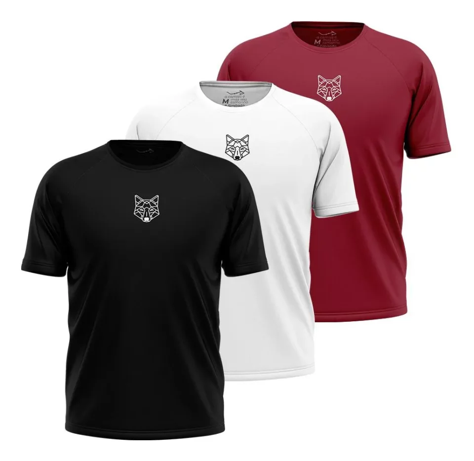 Kit 3 Camisetas Masculinas Dry Alpha Lobo Geométrico – Performance, Conforto e Estilo em Qualquer Treino