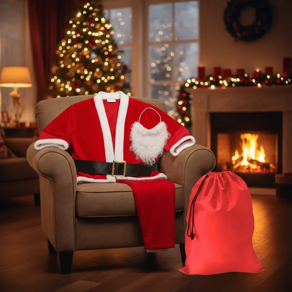 Roupa de Papai Noel Completa em Cetim