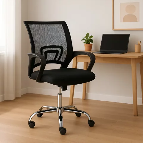 Cadeira Escritório Giratória Office Arco Estofado Mesh Cor Preto