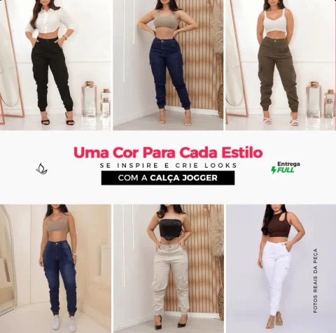 Calça Cargo Jogger Jeans Feminina