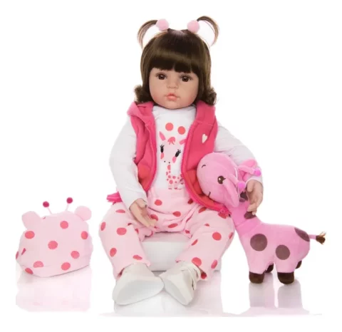 Bebê Reborn Boneca Menina Silicone Girafinha – Pode Dar Banho | Bebê Siliconada