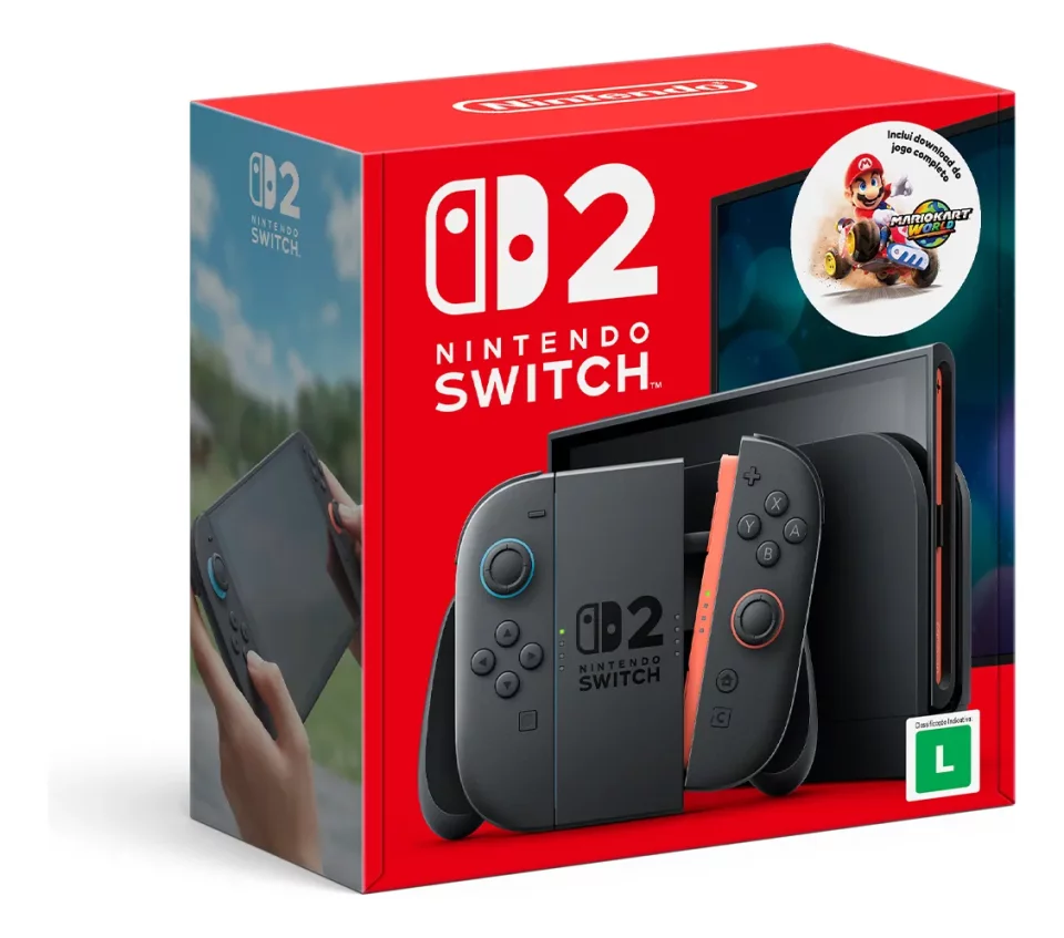 Bundle Nintendo Switch 2 + Mario Kart World – Potência, Portabilidade e Diversão Sem Limites