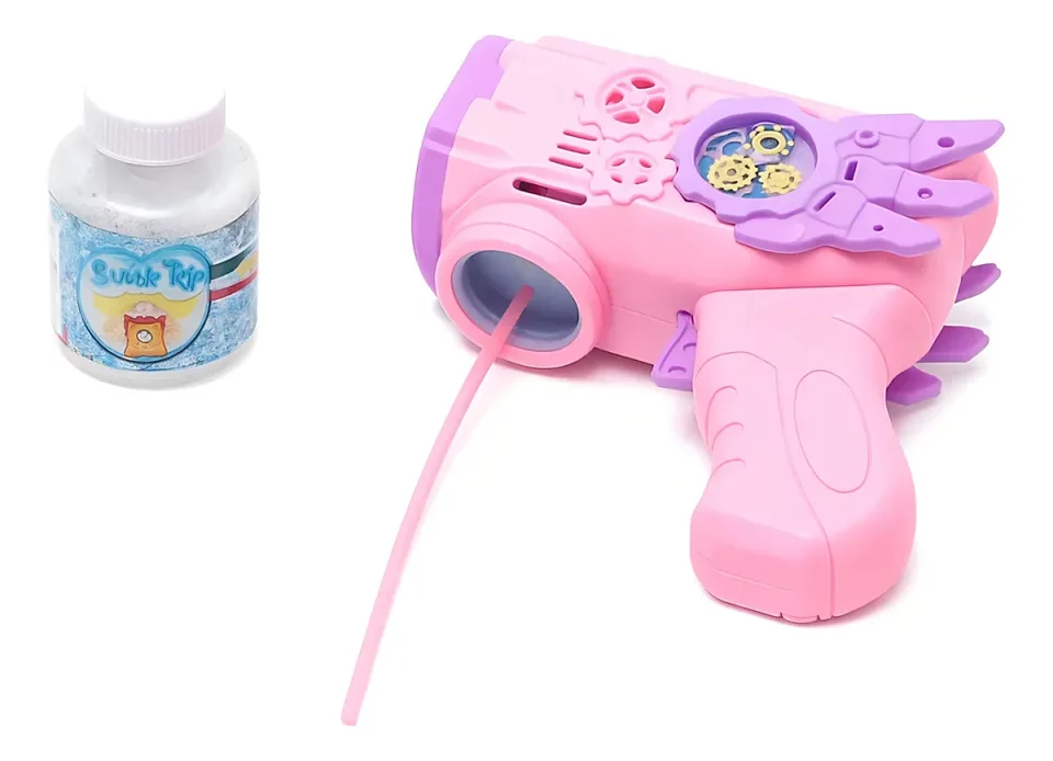 Brinquedo Máquina de Bolhas de Sabão – Pistola Automática com Luz Flying Rosa