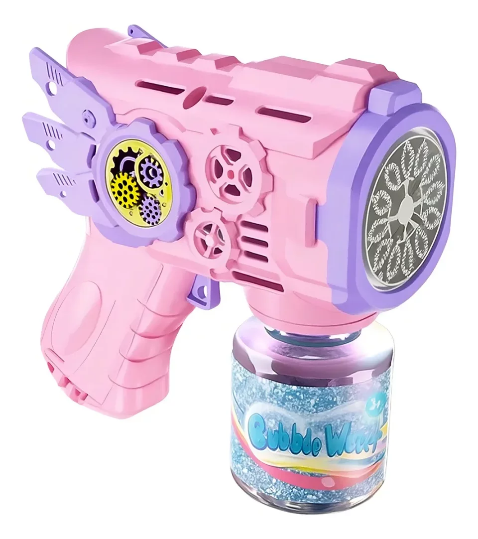 Brinquedo Máquina de Bolhas de Sabão – Pistola Automática com Luz Flying Rosa