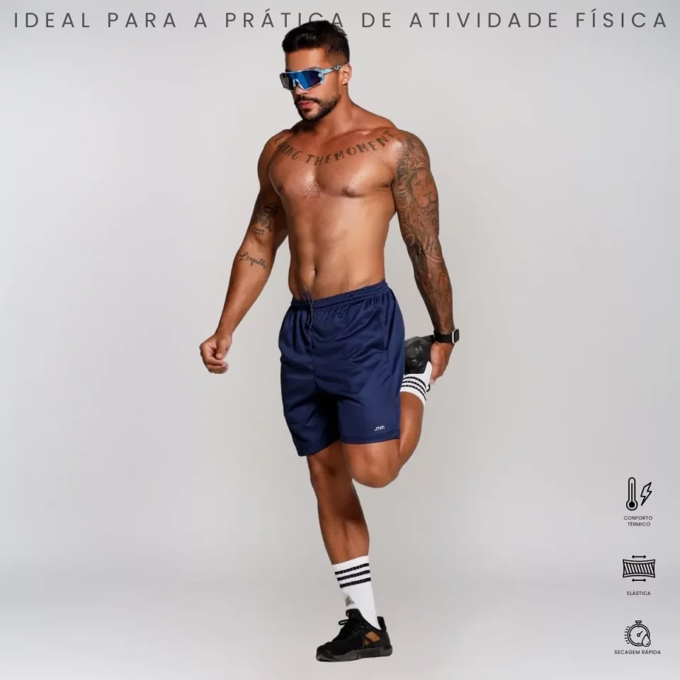 Kit 3 Bermudas Esportivas Masculinas Futebol / Treino / Academia – Conforto, Estilo e Performance