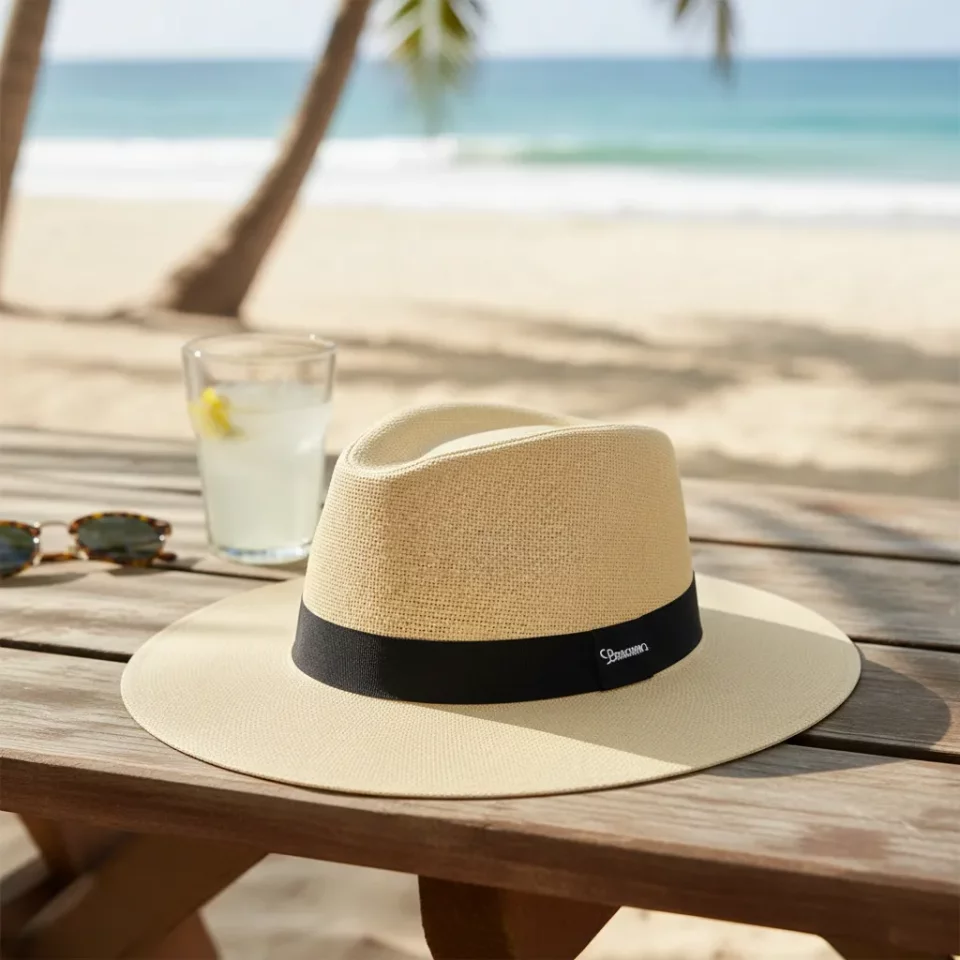 Chapéu Panamá Aba Larga Casual Praia Masculino Feminino Top