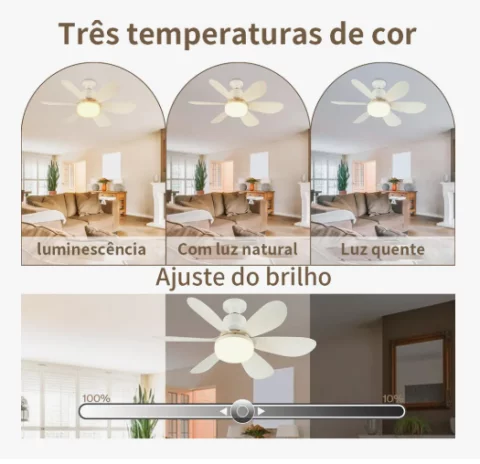 LÂMPADA VENTILADOR DE TETO LED – CONTROLE REMOTO – ULTRA SILENCIOSA