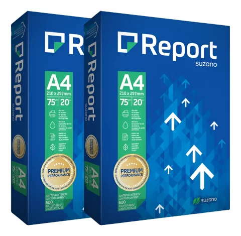 Papel Sulfite A4 Report (Suzano) – Kit com 2 Resmas | 1.000 Folhas 75g/m² Multiuso