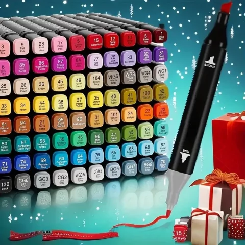 Kit Caneta Marcadora Touch 60/80/100/120 Cores – Ponta Dupla Profissional Colorida