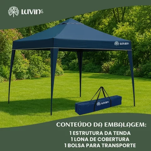 Tenda Gazebo Sanfonada Articulada 3x3m Azul – Impermeável, Resistente e Prática para Uso ao Ar Livre