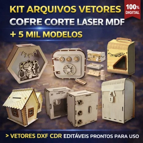 Pacote de Arquivos Vetores Cofre Corte Laser MDF