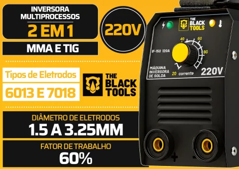 Máquina Solda Inversora Mma The Black Tools Preto 50/60hz Voltagem