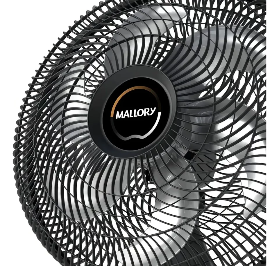 Ventilador de Coluna Mallory Éolo 40cm – Preto com Pás Grafite | Potência e Conforto