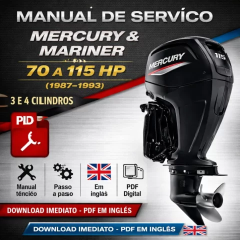 Manual de Serviço Mercury & Mariner 70 a 115 HP – PDF em Inglês (1987–1993)