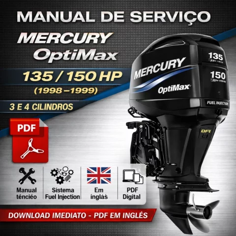 Manual de Serviço Mercury OptiMax 135 / 150 HP (1998–1999) – PDF em Inglês