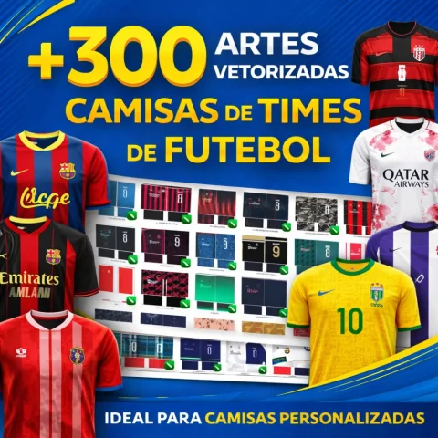 Pack com Mais de 300 Artes Vetorizadas de Camisas de Futebol – Arquivos Editáveis