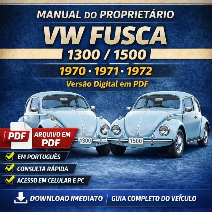 Manual do Proprietário VW Fusca 1300 e 1500 (1970, 1971 e 1972) em PDF – Guia Original do Veículo