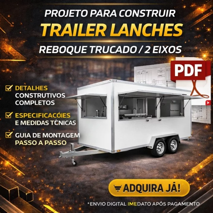 Projeto para Construir Trailer de Lanches – 2 Eixos (PDF)