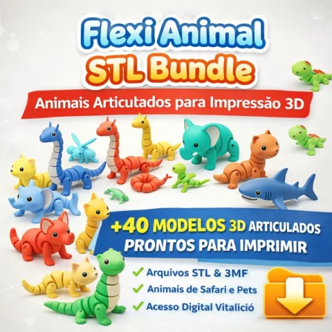 ANIMAIS FLEXIVEIS – articulados STL Mega Pack para Impressão 3D