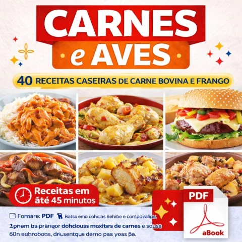 Receitas de Carnes e Aves – eBook PDF com Receitas Caseiras de Carne Bovina e Frango