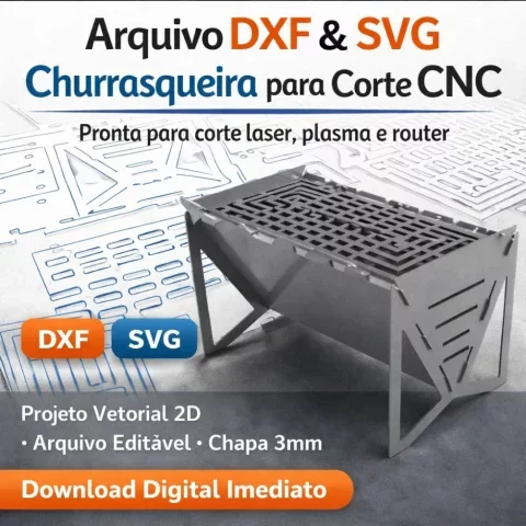 Arquivo DXF e SVG Churrasqueira para Corte CNC – Projeto Vetorial Pronto para Laser, Plasma e Router