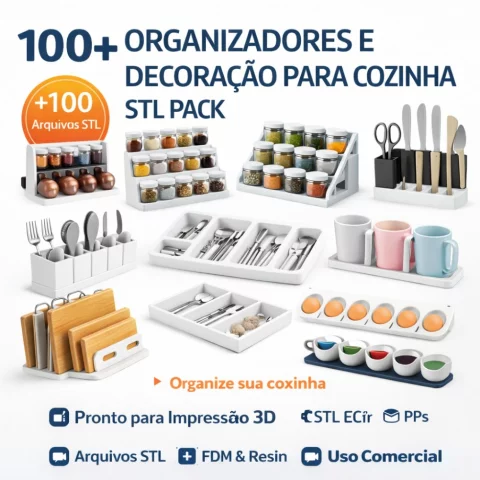 Pack STL Organizadores e Decoração para Cozinha 3D com +100 Modelos
