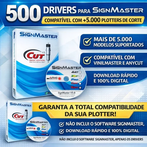 500 Drivers para Signmaster – Compatível com +5.000 Plotters de Corte