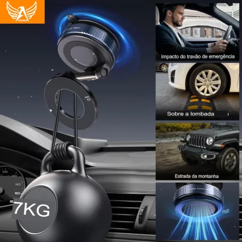 Suporte Celular Carro Magnético Rotativo 360dobrável Ventosa