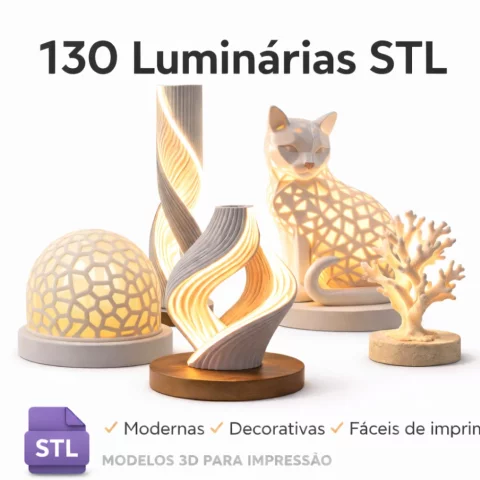 Pack 130 Luminárias STL para Impressão 3D | Modelos Modernos e Decorativos (STL + 3MF) 1