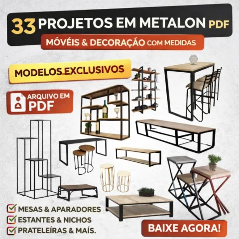 33 Projetos em Metalon PDF – Móveis e Decoração com Medidas | Mesas, Estantes, Nichos e Mais