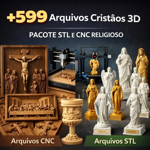 Mega Pack STL Religioso com +599 Modelos Cristãos para CNC e 3D