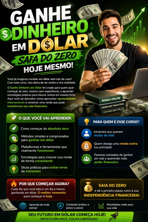 🚀 Fature em Dólar Começando do Zero — O Método Simples Para Mudar Sua Vida Hoje! 2