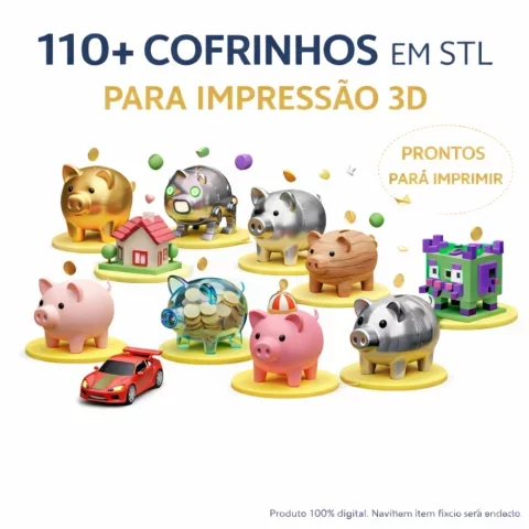 Pacote com 110+ Cofrinhos Porquinho STL – Arquivos para Impressão 3D (Download Digital) 1