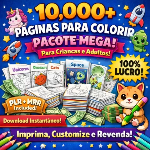 +10.000 Páginas para Colorir Infantil e Adulto em PDF – Mega Pack para Imprimir