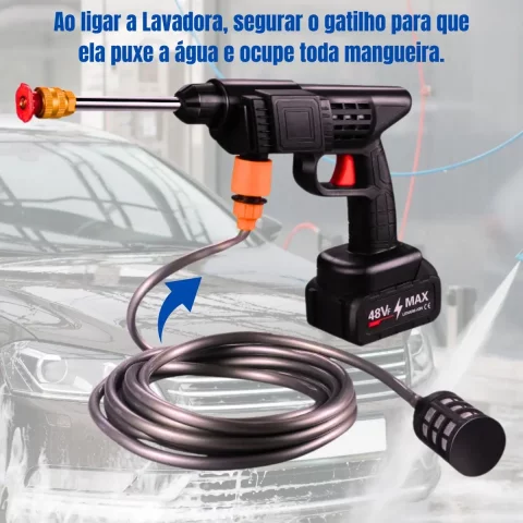 Lavadora Lava Jato Portátil Pressão 2 Baterias + Maleta